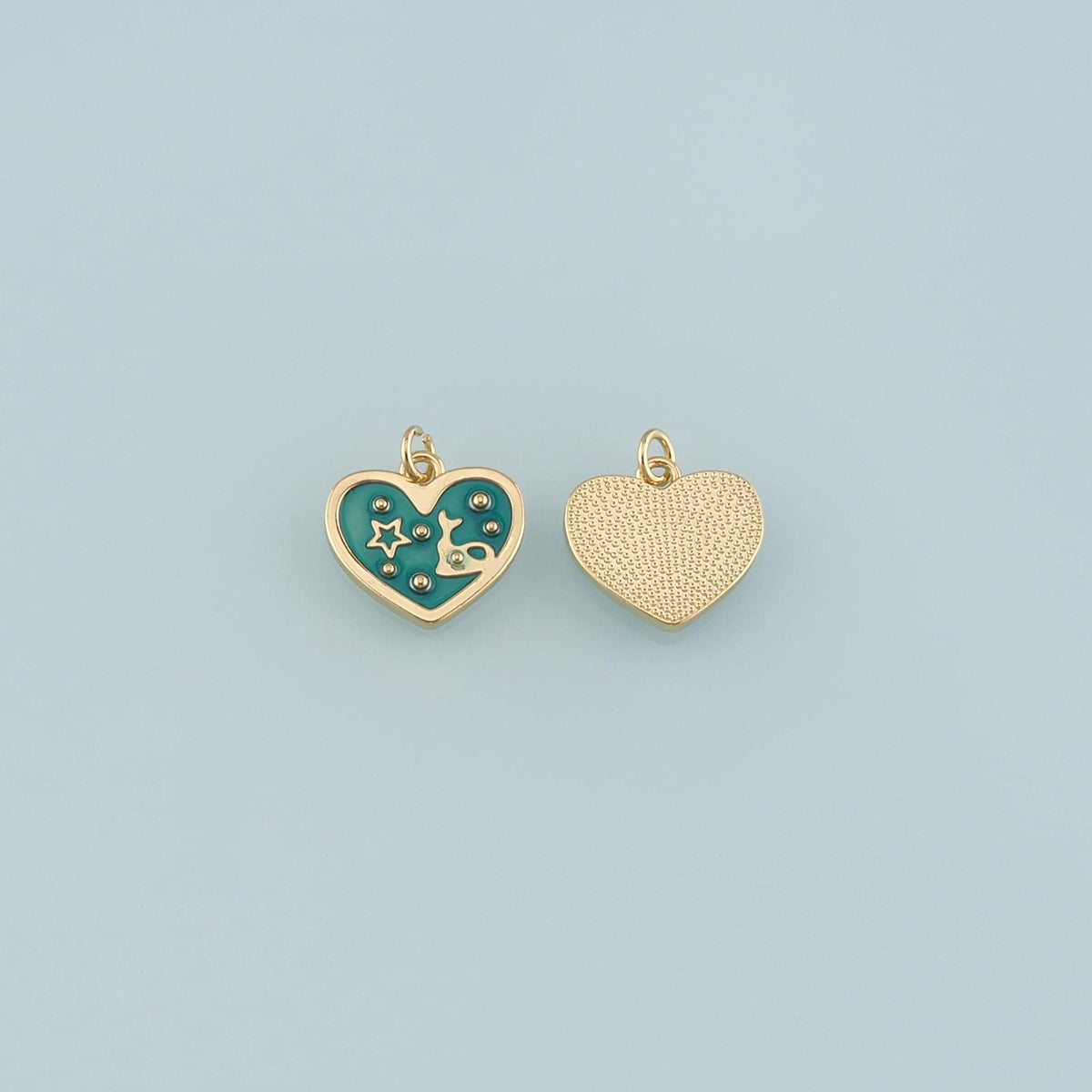 18K Gold Filled Heart Pendant,Enamel Heart Charm Bracelet Necklace for DIY Jewelry Making Supply