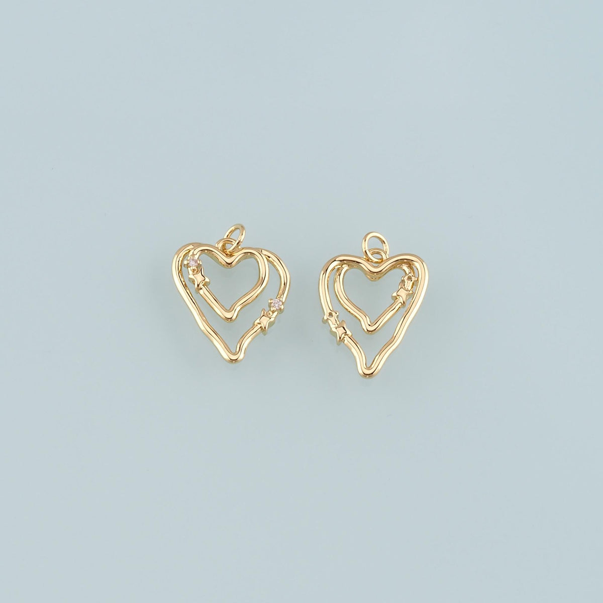 18K Gold Filled Heart Pendant,CZ Micro Pave Heart Charm Bracelet Necklace for DIY Jewelry Making Supply