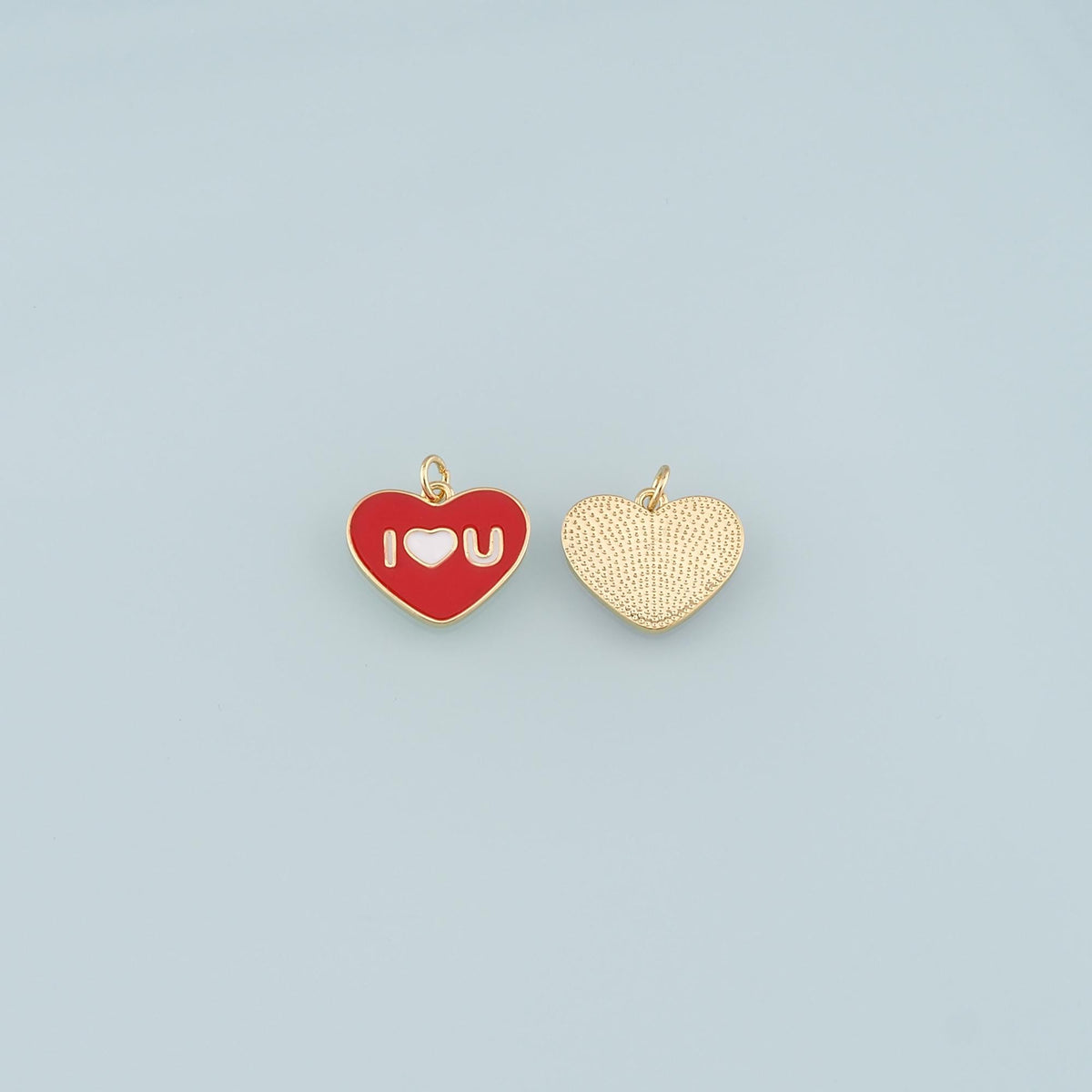 18K Gold Filled Heart Pendant,Enamel Heart Charm Bracelet Necklace for DIY Jewelry Making Supply