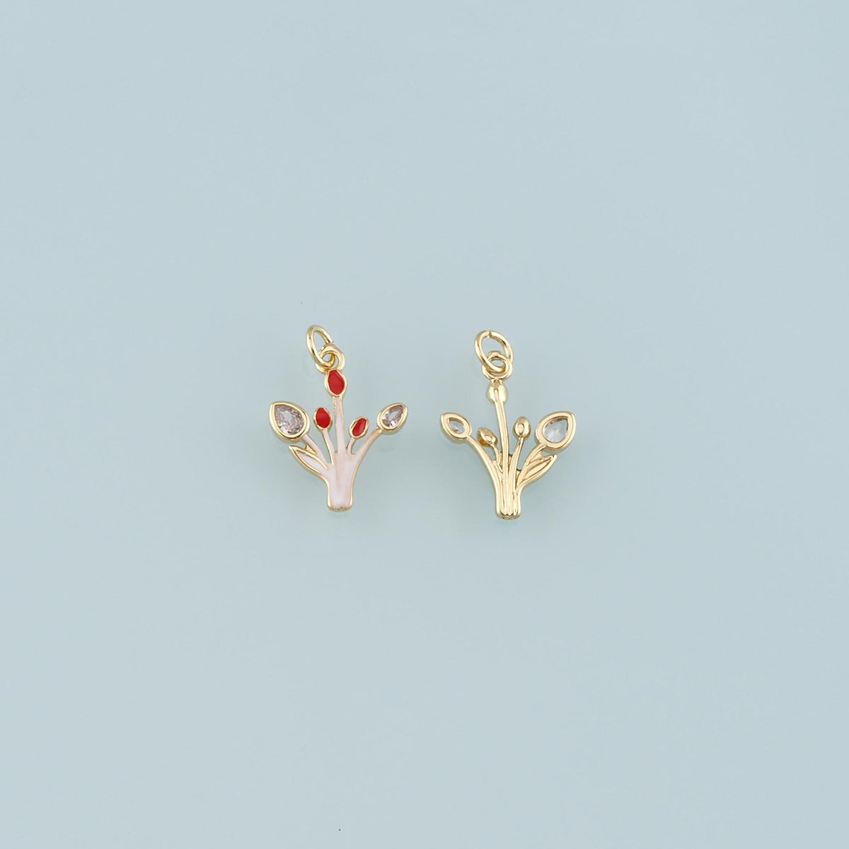 18K Gold Filled Hand Enamel Charm Pendant for Jewelry Making