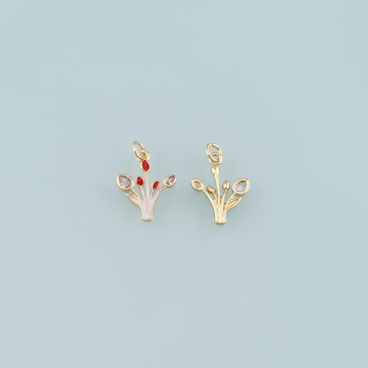 18K Gold Filled Hand Enamel Charm Pendant for Jewelry Making