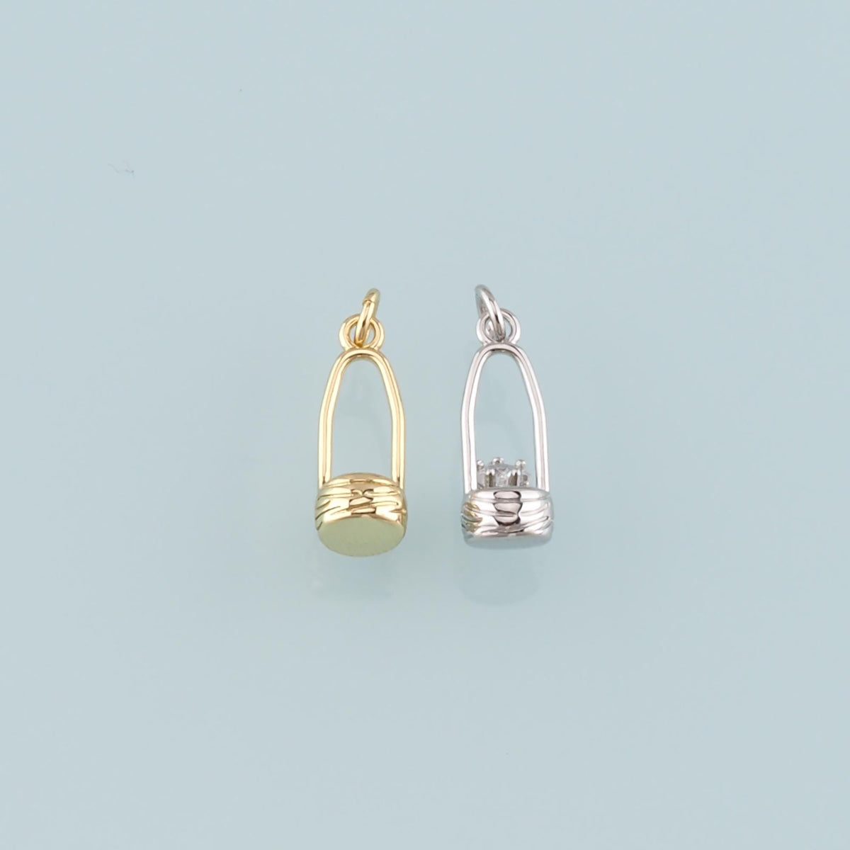 18K Gold Filled Fruit Basket Pendant,Dainty Nantucket Basket Charm Bracelet Necklace for DIY Jewelry Making Supply
