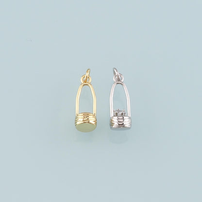 18K Gold Filled Fruit Basket Pendant,Dainty Nantucket Basket Charm Bracelet Necklace for DIY Jewelry Making Supply