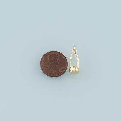 18K Gold Filled Fruit Basket Pendant,Dainty Nantucket Basket Charm Bracelet Necklace for DIY Jewelry Making Supply