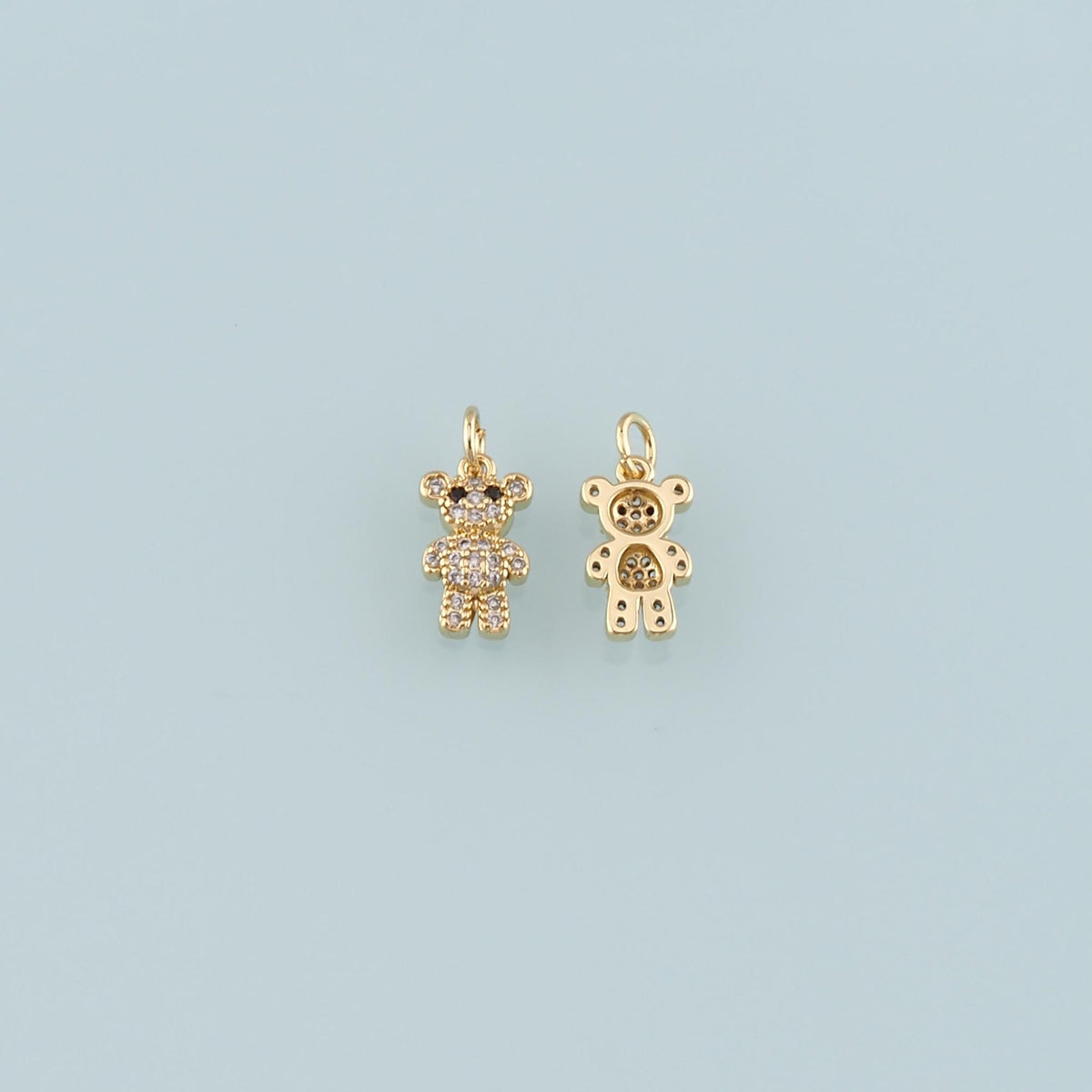 18K Gold Filled Bear Pendant,CZ Micro Pave Bear Charm Bracelet Necklace for DIY Jewelry Making Supply