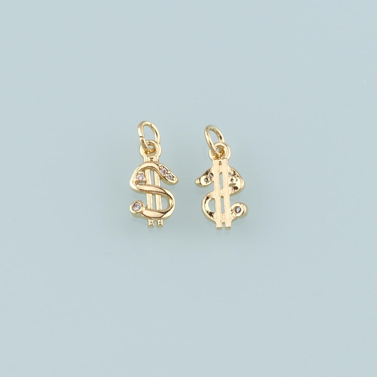 Gold Dollar Charms,18K Gold Filled Money Pendant,CZ Micro Pave Dollar Charm Bracelet Necklace for DIY Jewelry Making Supply