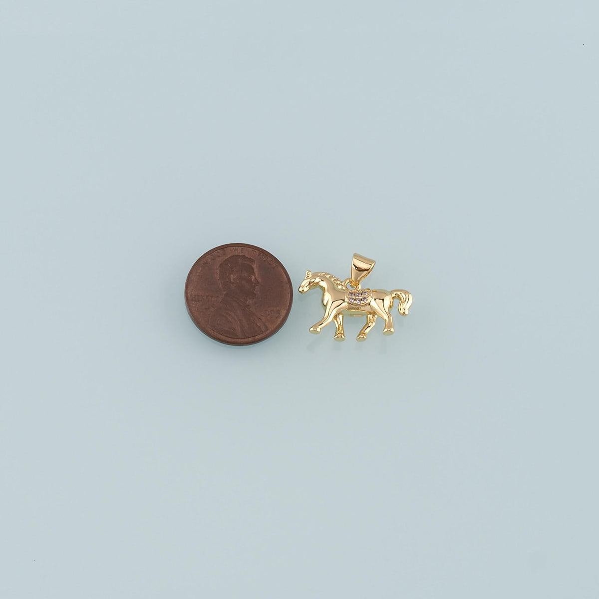 Gold Horse Charms,18K Gold Filled Horse Pendant,CZ Micro Pave Animal Charm Bracelet Necklace for DIY Jewelry Making Supply