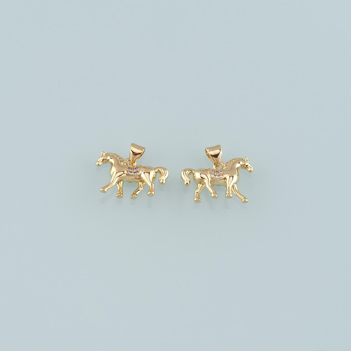 Gold Horse Charms,18K Gold Filled Horse Pendant,CZ Micro Pave Animal Charm Bracelet Necklace for DIY Jewelry Making Supply