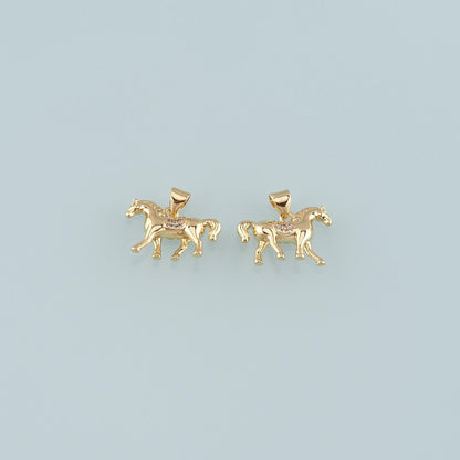 Gold Horse Charms,18K Gold Filled Horse Pendant,CZ Micro Pave Animal Charm Bracelet Necklace for DIY Jewelry Making Supply