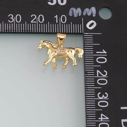 Gold Horse Charms,18K Gold Filled Horse Pendant,CZ Micro Pave Animal Charm Bracelet Necklace for DIY Jewelry Making Supply