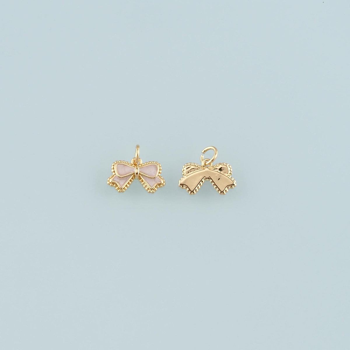Gold Bow Charms,18K Gold Filled Bow Pendant,Enamel Bow Tie Charm Bracelet Necklace for DIY Jewelry Making Supply