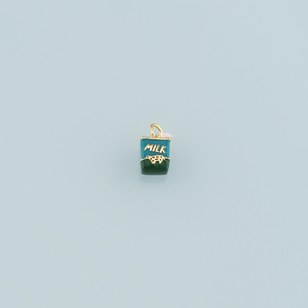 18K Gold Filled Milk Pendant,Enamel Milk Charm Bracelet Necklace for DIY Jewelry Making Supply
