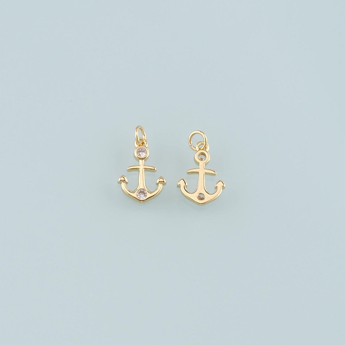 Gold Anchor Charms,18K Gold Filled CZ Micro Pave Anchor Pendant Charm Bracelet Necklace for DIY Jewelry Making Supply