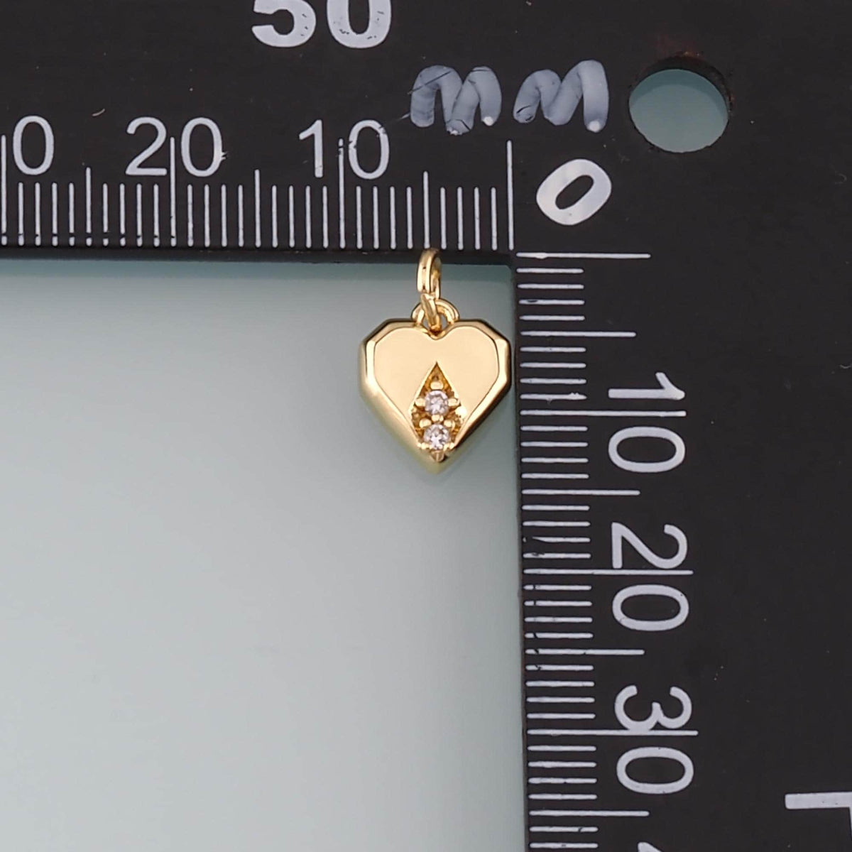 18K Gold Filled Heart Pendant,CZ Micro Pave Heart Charm Bracelet Necklace for DIY Jewelry Making Supply
