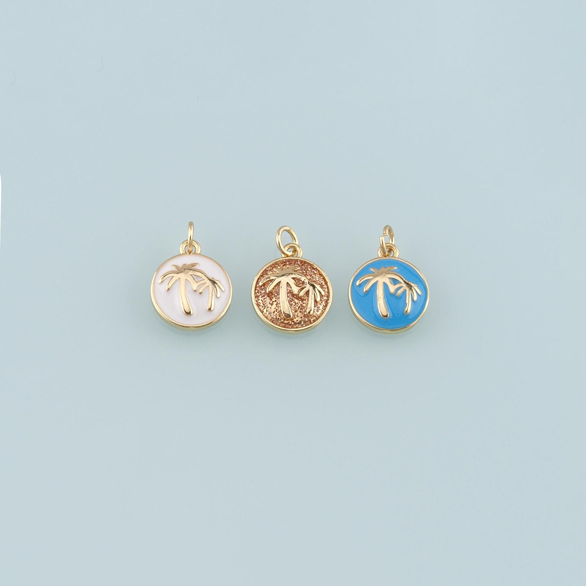 Gold Palm Tree Charms,18K Gold Filled Palm tree Pendant,Enamel coconut tree Charm Bracelet Necklace for DIY Jewelry Making Su