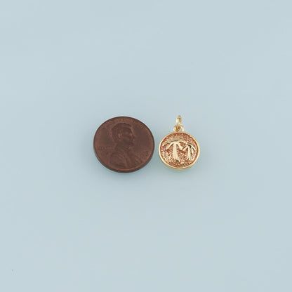 Gold Palm Tree Charms,18K Gold Filled Palm tree Pendant,Enamel coconut tree Charm Bracelet Necklace for DIY Jewelry Making Su