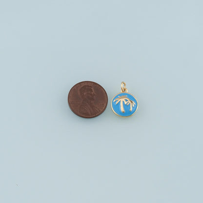 Gold Palm Tree Charms,18K Gold Filled Palm tree Pendant,Enamel coconut tree Charm Bracelet Necklace for DIY Jewelry Making Su