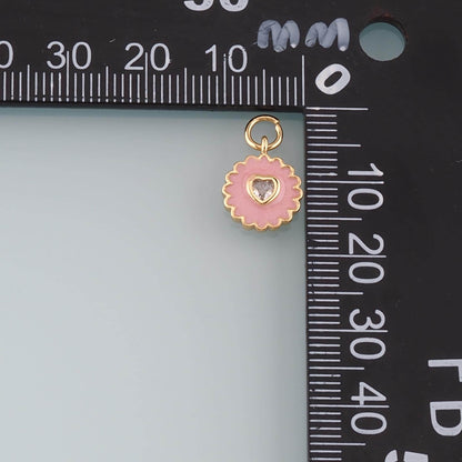 18K Gold Filled Heart Pendant,Enamel Heart Charm Bracelet Necklace for DIY Jewelry Making Supply