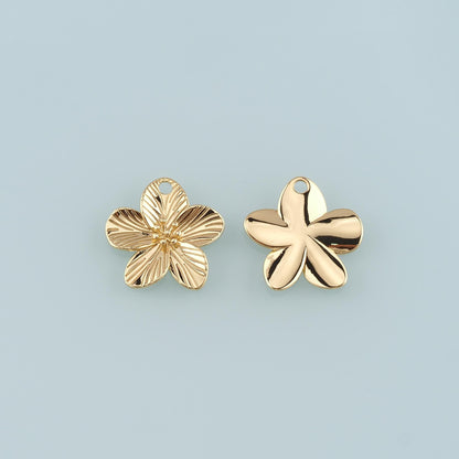Gold Flower Charms,18K Gold Filled Flower Pendant,Flower Charm Bracelet Necklace for DIY Jewelry Making Supply