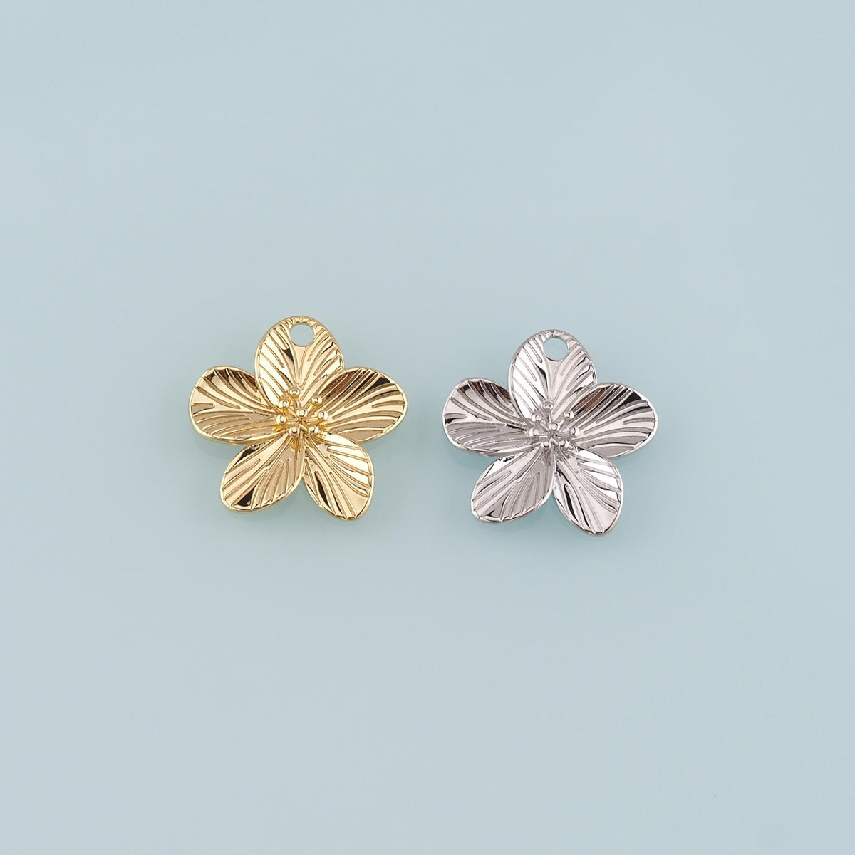 Gold Flower Charms,18K Gold Filled Flower Pendant,Flower Charm Bracelet Necklace for DIY Jewelry Making Supply