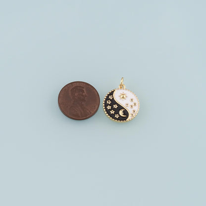 Gold Moon Charms,18K Gold Filled Sun Pendant,Enamel Celestial Charm Bracelet Necklace for DIY Jewelry Making Supply