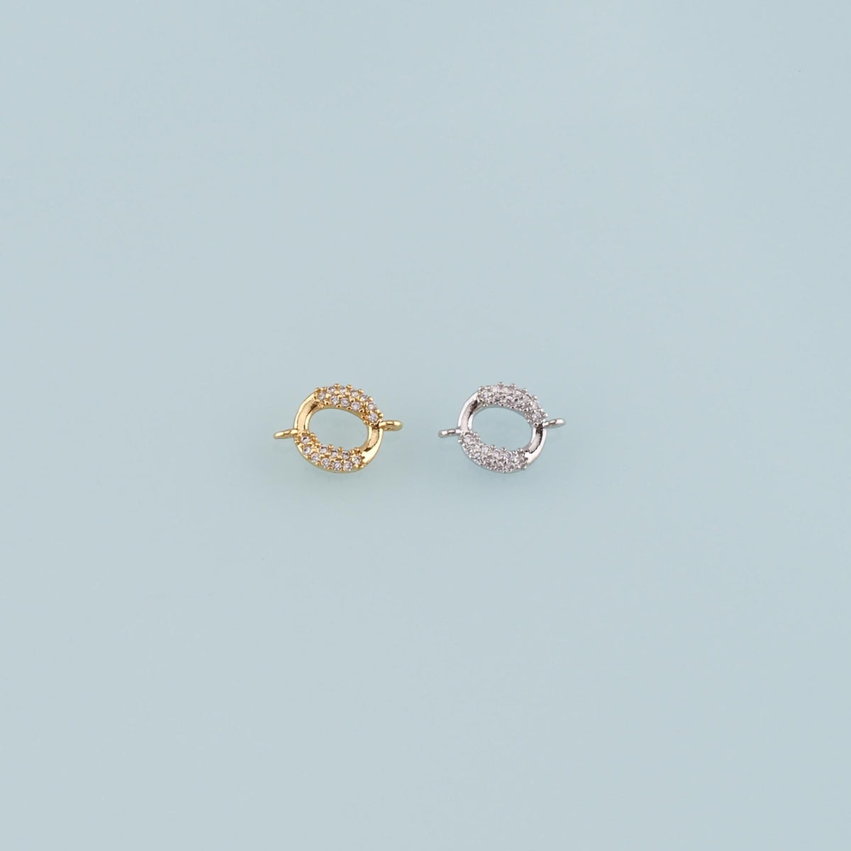 18K Gold Filled Cubic Zirconia Round Connector for Jewelry Making