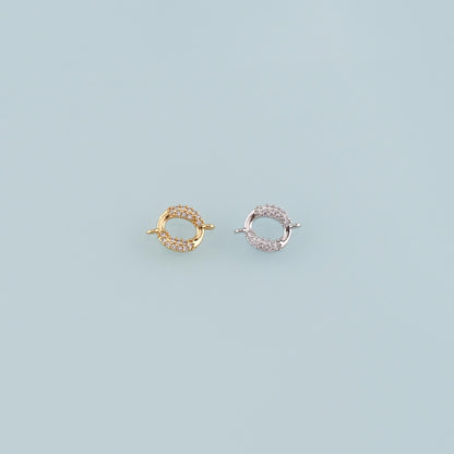 18K Gold Filled Cubic Zirconia Round Connector for Jewelry Making