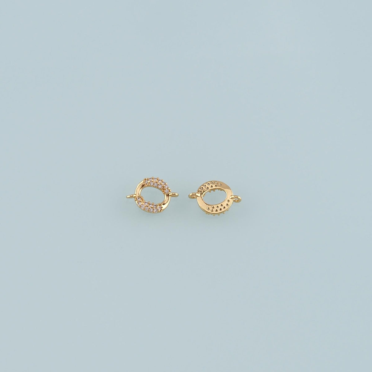 18K Gold Filled Cubic Zirconia Round Connector for Jewelry Making