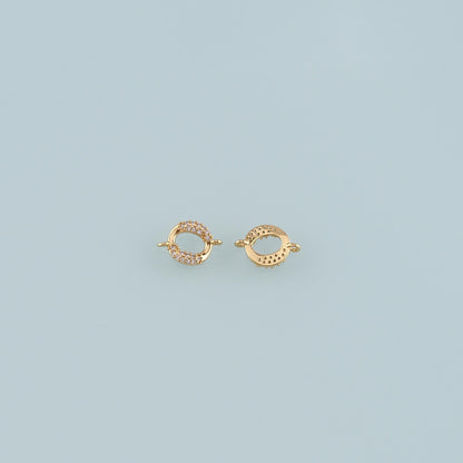 18K Gold Filled Cubic Zirconia Round Connector for Jewelry Making