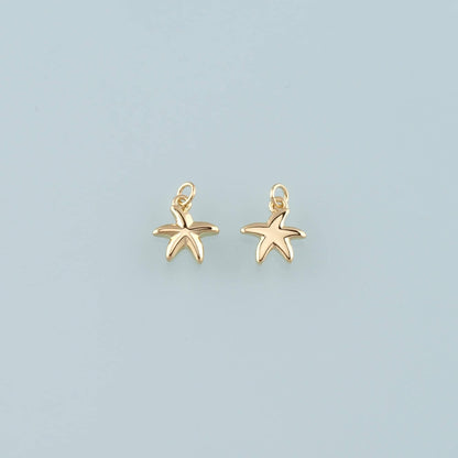 Gold Starfish Charms,18K Gold Filled Sea Star Pendant,Starfish Charm Bracelet Necklace for DIY Jewelry Making Supply