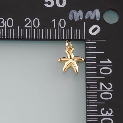 Gold Starfish Charms,18K Gold Filled Sea Star Pendant,Starfish Charm Bracelet Necklace for DIY Jewelry Making Supply