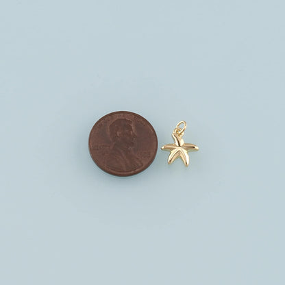 Gold Starfish Charms,18K Gold Filled Sea Star Pendant,Starfish Charm Bracelet Necklace for DIY Jewelry Making Supply