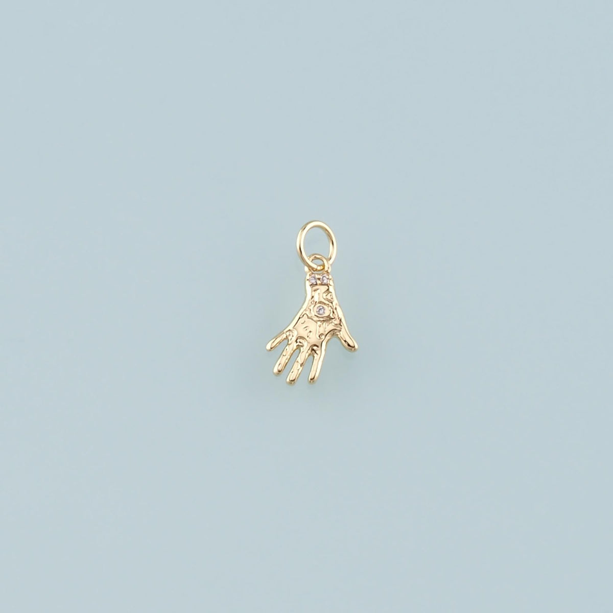 Gold Hand Charms,18K Gold Filled Hamsa Pendant,CZ Micro Pave Hamsa Charm Necklace for DIY Jewelry Making Supply