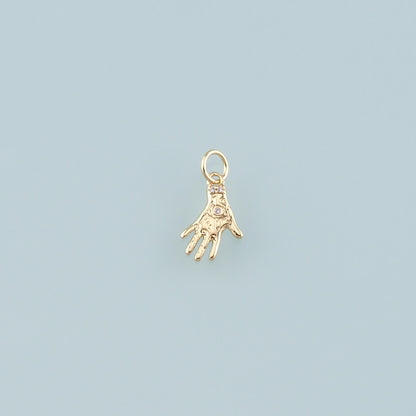 Gold Hand Charms,18K Gold Filled Hamsa Pendant,CZ Micro Pave Hamsa Charm Necklace for DIY Jewelry Making Supply