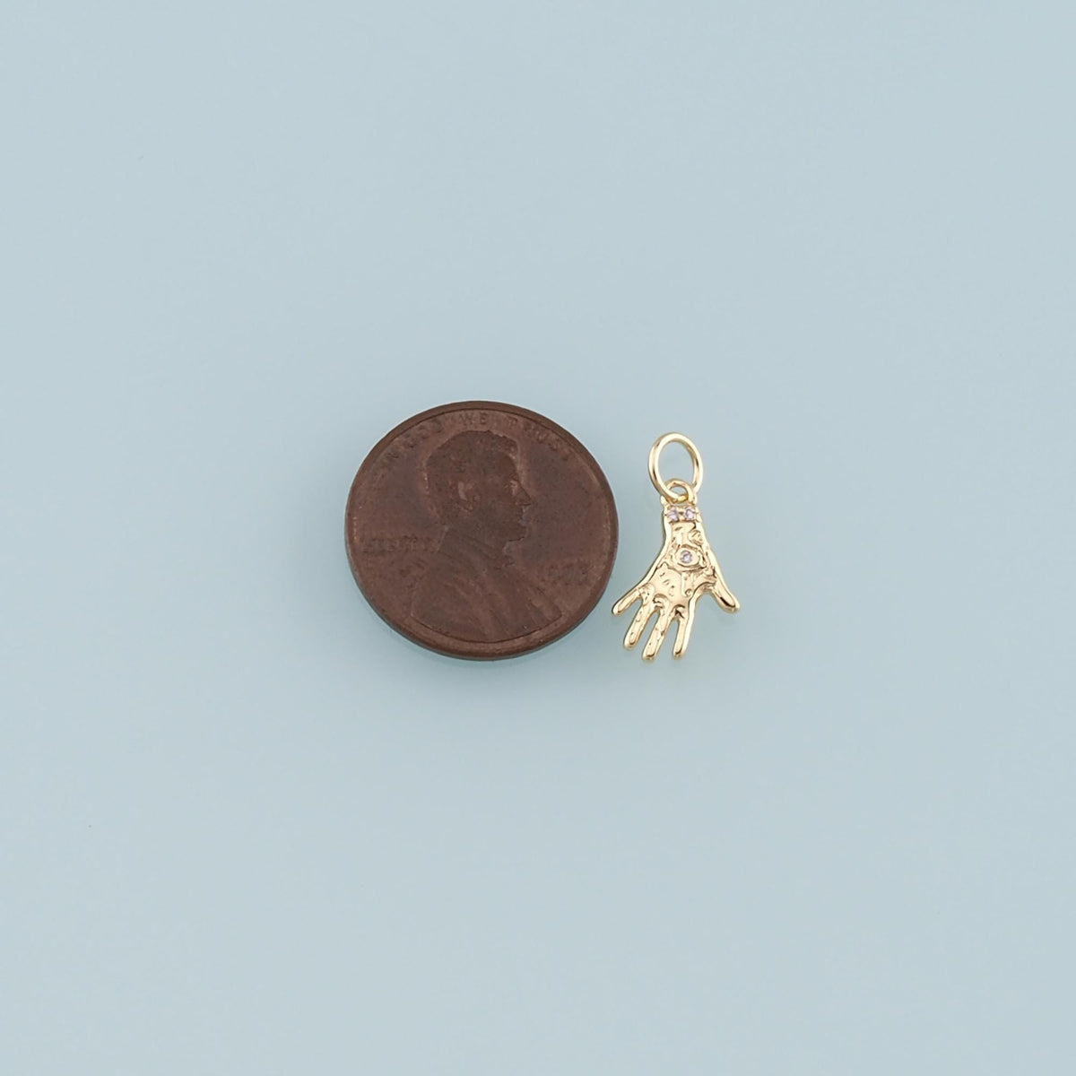 Gold Hand Charms,18K Gold Filled Hamsa Pendant,CZ Micro Pave Hamsa Charm Necklace for DIY Jewelry Making Supply