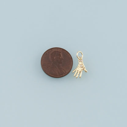 Gold Hand Charms,18K Gold Filled Hamsa Pendant,CZ Micro Pave Hamsa Charm Necklace for DIY Jewelry Making Supply