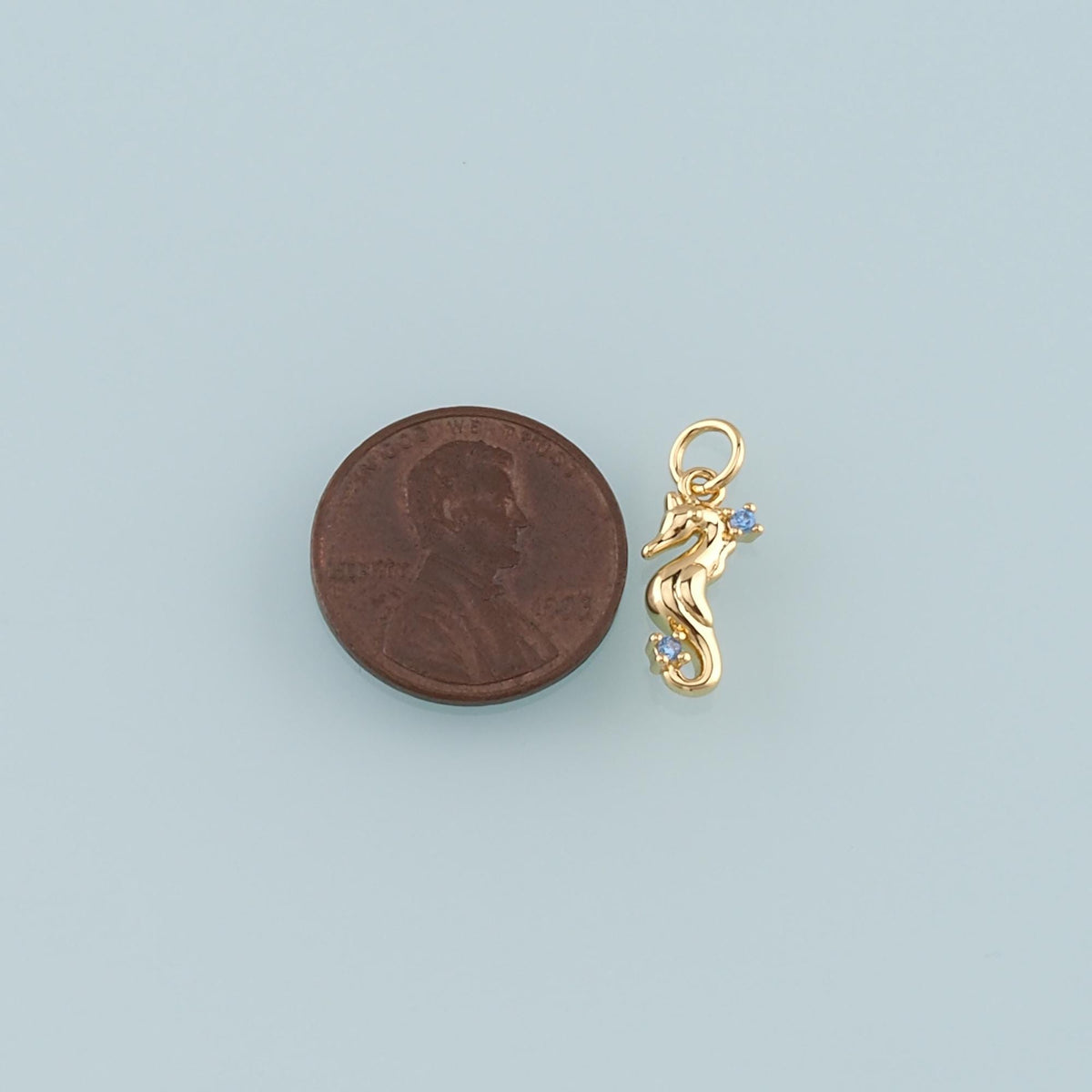 18K Gold Filled Seahorse Pendant,CZ Micro Pave Seahorse Charm Bracelet Necklace for DIY Jewelry Making Supply
