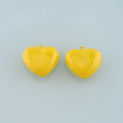 Gold Heart Charms,18K Gold Filled Big Heart Pendant,Enamel Heart Charm Bracelet Necklace for DIY Jewelry Making Supply