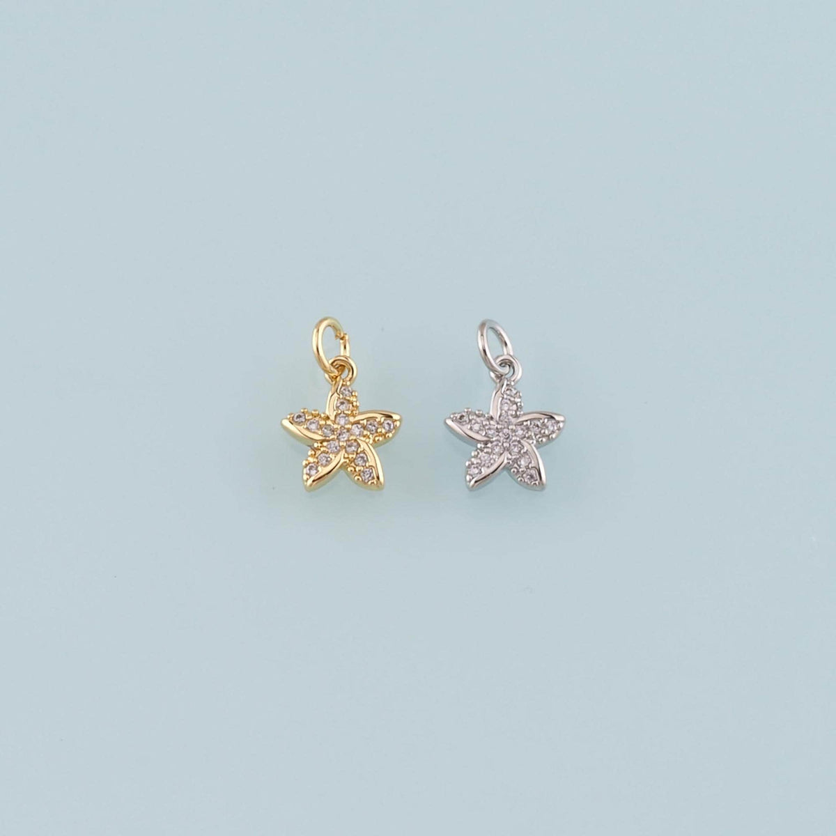 18K Gold Filled Cubic Zirconia Star Charm Pendant for Jewelry Making