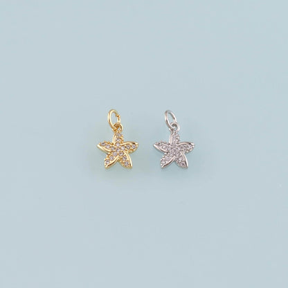 18K Gold Filled Cubic Zirconia Star Charm Pendant for Jewelry Making