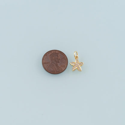 18K Gold Filled Cubic Zirconia Star Charm Pendant for Jewelry Making