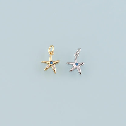 18K Gold Filled Star CZ Charm Pendant for Jewelry Making
