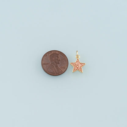 Gold Celestial Charms,18K Gold Filled Star Pendant,Enamel Star Charm Bracelet Necklace for DIY Jewelry Making Supply
