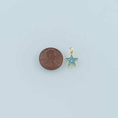 Gold Celestial Charms,18K Gold Filled Star Pendant,Enamel Star Charm Bracelet Necklace for DIY Jewelry Making Supply