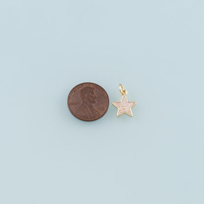 Gold Celestial Charms,18K Gold Filled Star Pendant,Enamel Star Charm Bracelet Necklace for DIY Jewelry Making Supply