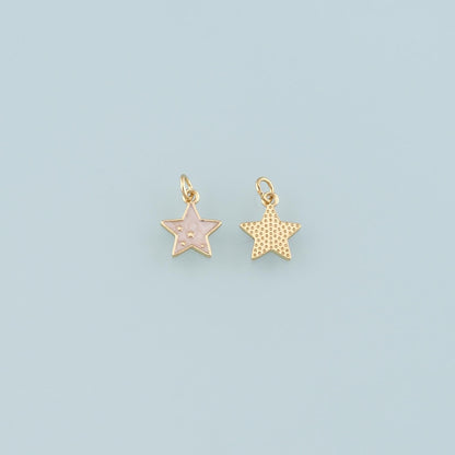 Gold Celestial Charms,18K Gold Filled Star Pendant,Enamel Star Charm Bracelet Necklace for DIY Jewelry Making Supply