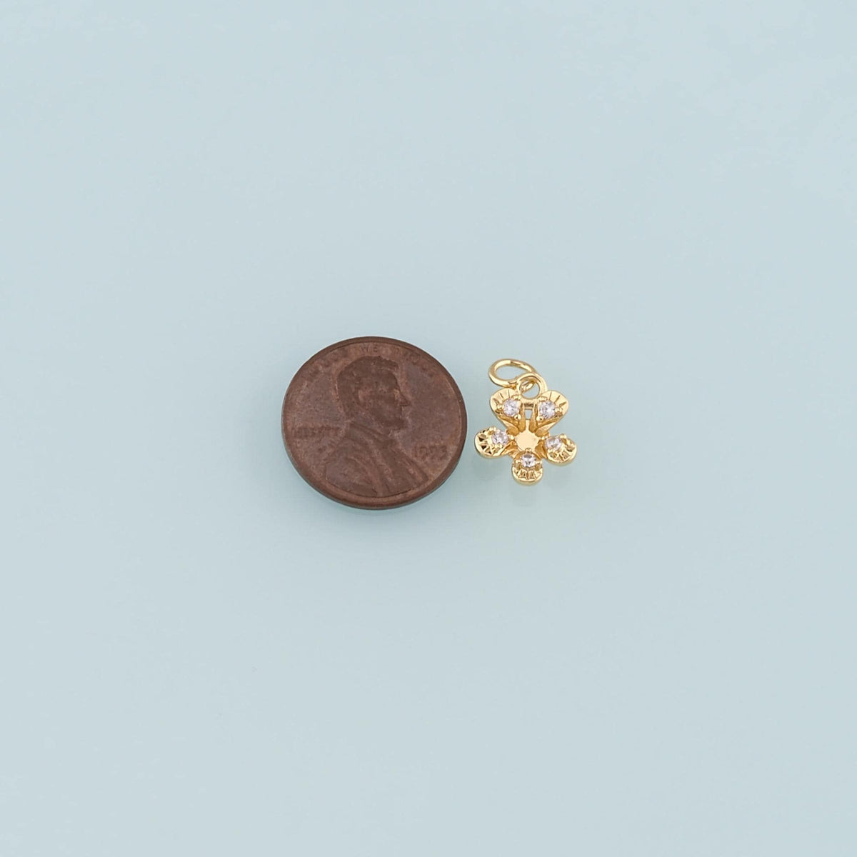 Gold Flower Charms,18K Gold Filled Flower Pendant,CZ Micro Pave Flower Charm Bracelet Necklace for DIY Jewelry Making Supply