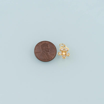 Gold Flower Charms,18K Gold Filled Flower Pendant,CZ Micro Pave Flower Charm Bracelet Necklace for DIY Jewelry Making Supply