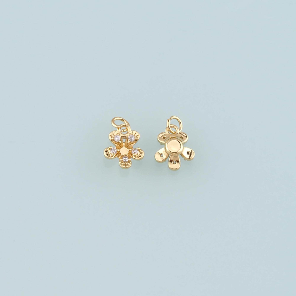 Gold Flower Charms,18K Gold Filled Flower Pendant,CZ Micro Pave Flower Charm Bracelet Necklace for DIY Jewelry Making Supply