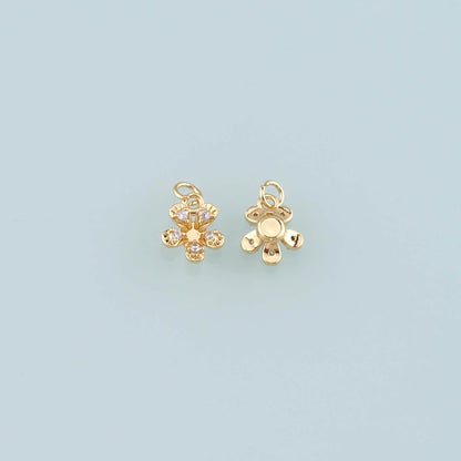 Gold Flower Charms,18K Gold Filled Flower Pendant,CZ Micro Pave Flower Charm Bracelet Necklace for DIY Jewelry Making Supply